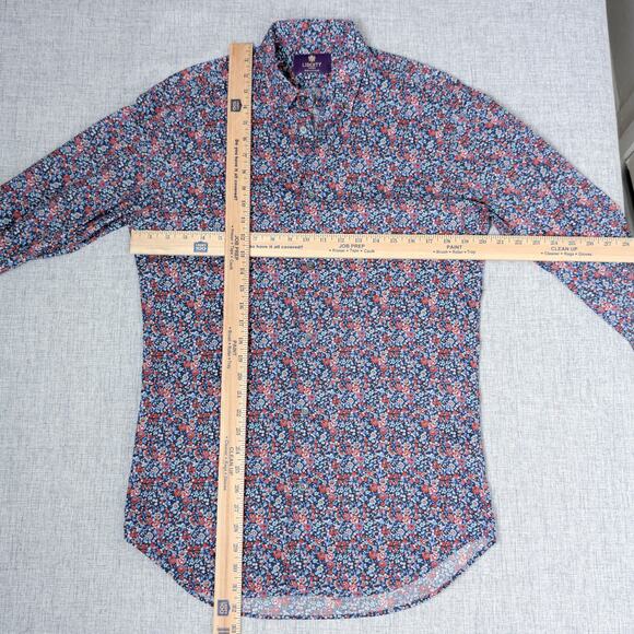 Liberty London Men's Button up Shirt Floral Print Blue multi sz 15 - Picture 7 of 8